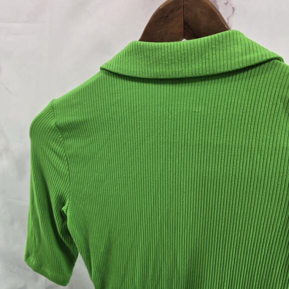 & Other Stories Bodysuit Womens Small Green Ribbed Bikini Snap Neon Lime - Picture 6 of 11